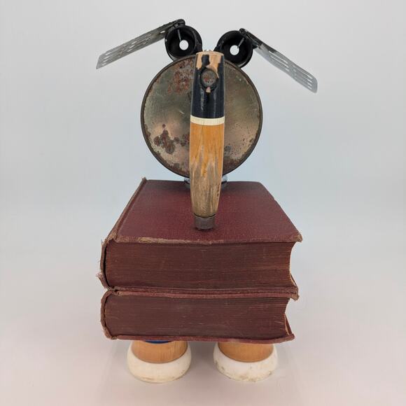 Whimsical Dog Robot Found Object Art Sculpture VTG Parts Tin Pet Assemblage Art - Picture 4 of 12